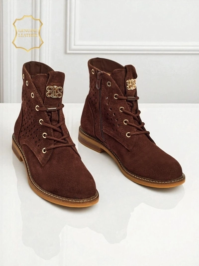 Women's Openwork Ankle Boots made of Natural Leather Aurelias