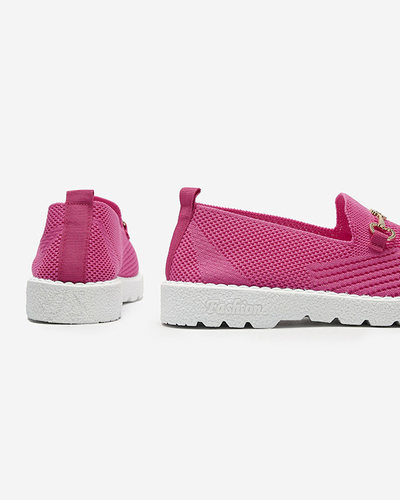 Fuchsia women's slip on sneakers with gold embellishment Enelida - Footwear
