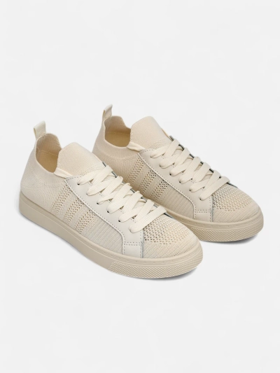Beige Damiani sneakers - light fabric/eco-leather sneakers for summer