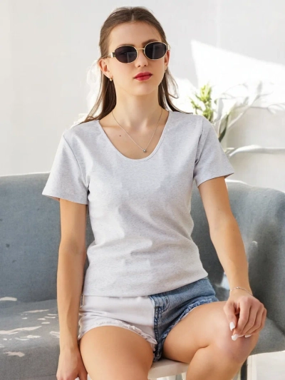 Royalfashion Women's cotton t-shirt with lace on the back