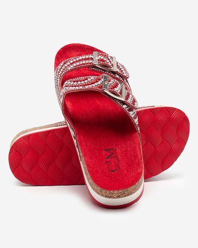 Naiste tsirkooniumoksiidiga punased sussid Lalud-Shoes