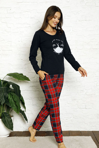 Royalfashion Women's pajamas in navy blue and red
