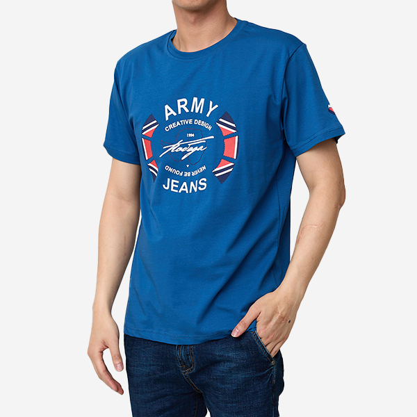 Men's blue printed t-shirt - Clothing