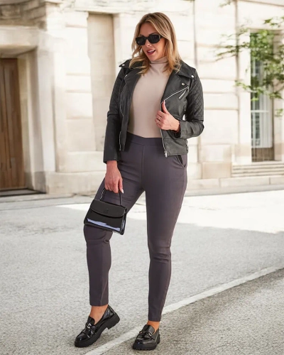 Dark gray women's insulated teggings pants - Clothing