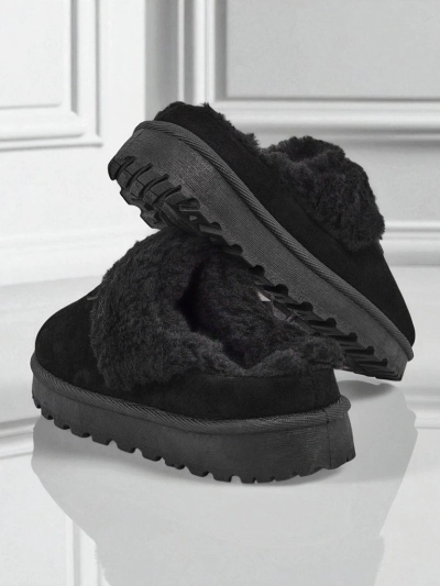 Women's Short Faux Fur Snow Boots Velour Fang