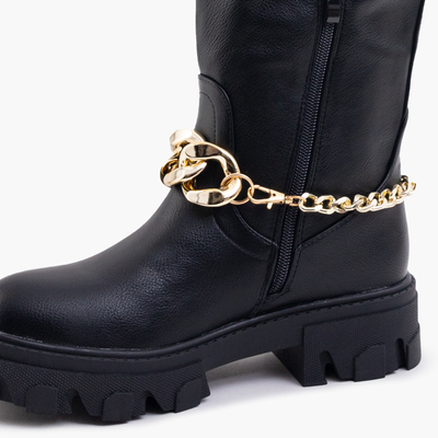 Royalfashion Naiste mustad ketiga saapad Sudzi