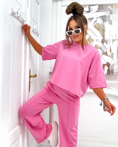 Royalfashion Naiste puuvillane komplekt flared pükste jaotuse jaoks