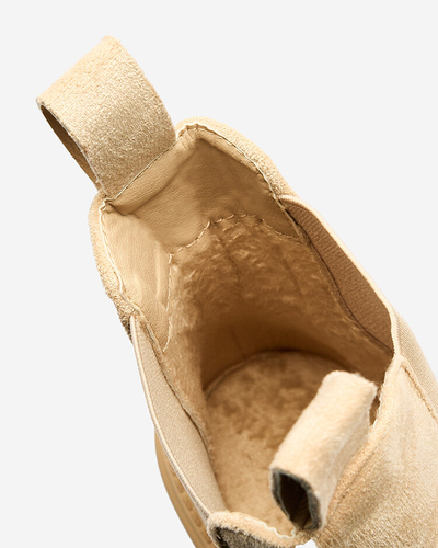 Royalfashion Beige women's boots with decorative strap Loffdo