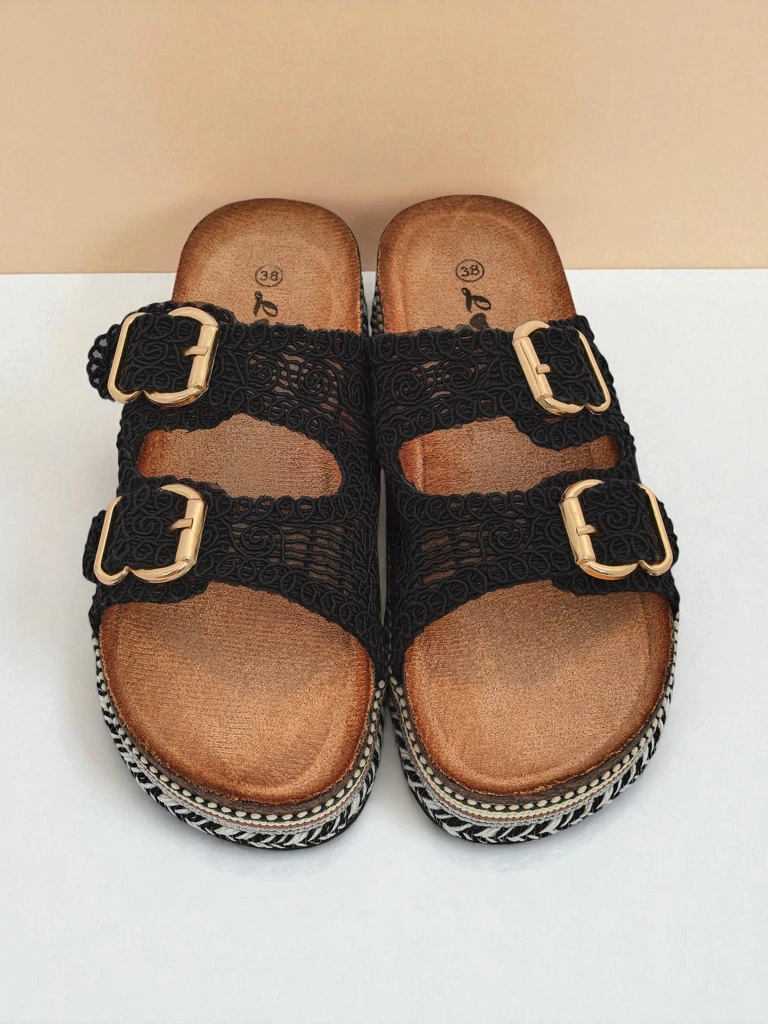 Royalfashion Женские сандалии на платформе с пряжками CorkStyle