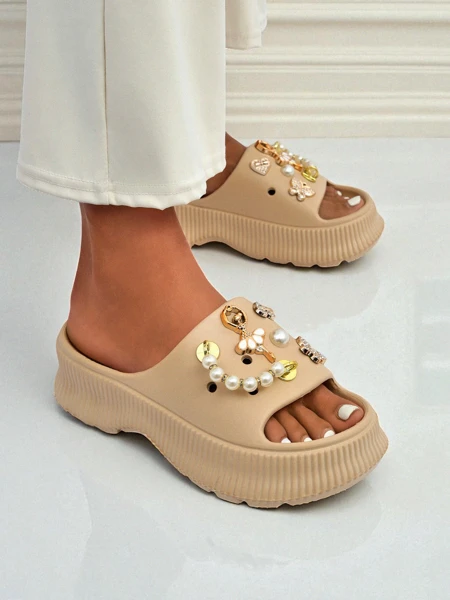 Royalfashion Women's rubber sandals with embellishments Slash Glam