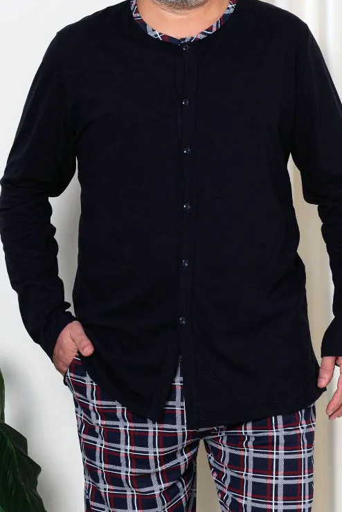 Royalfashion Men's cotton plaid pajamas PLUS SIZE