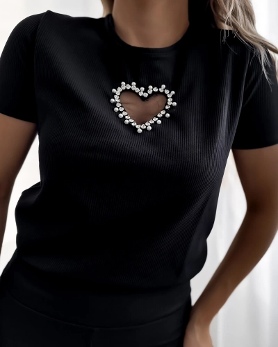 Royalfashion Must naiste spordikomplekt südamega