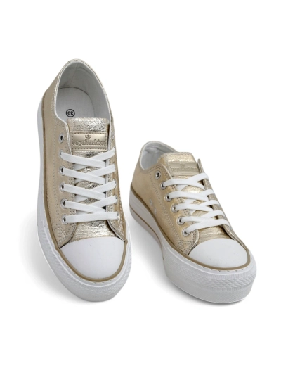 Aurelia Italia golden women's platform sneakers fabric spring summer