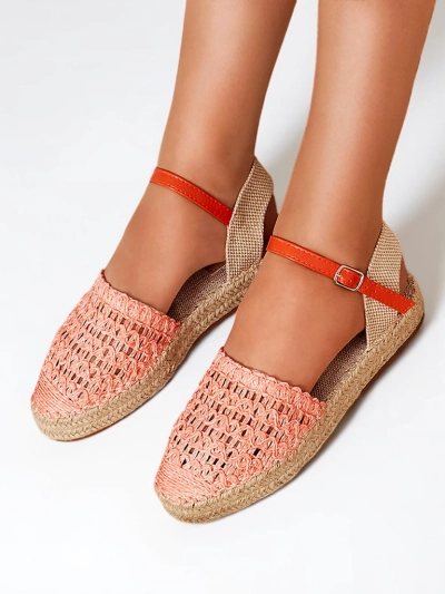 Pomarańczowe damskie espadryle z ażurową cholewką Triumf - Obuwie