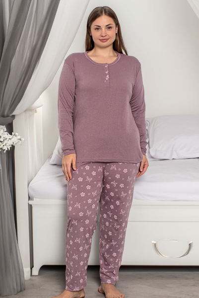 Royalfashion Naiste puuvillane 2-osaline liblikapüjama PLUS SIZE