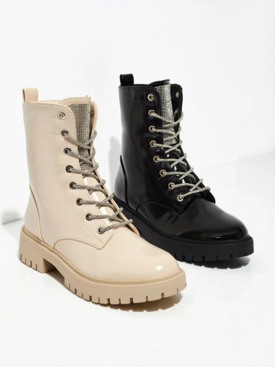 Fjorra Women's Patent Lace-up Ankle Boots