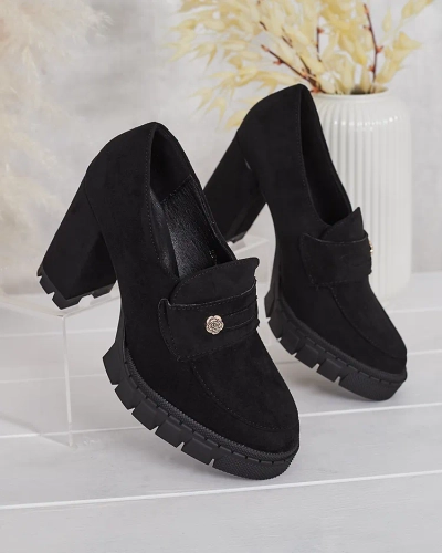 Elegant Black Anitka Eco-Leather Shoes