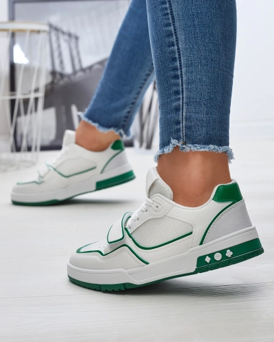 Women's sports sneakers in white and green color Xirrat- Footwear