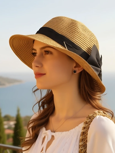 Royalfashion Women’s Straw Hat Belle Ribbon