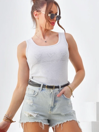 Royalfashion Puuvillane naiste ilma varrukatopp väikeste südametega