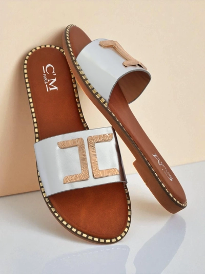 Royalfashion Women's eco-leather slides with decoration Gildra