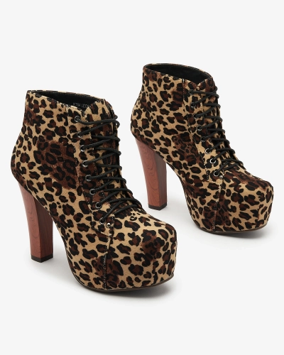 Royalfashion Beežid naiste kõrged stiletto saapad leopardimustriga Seficone