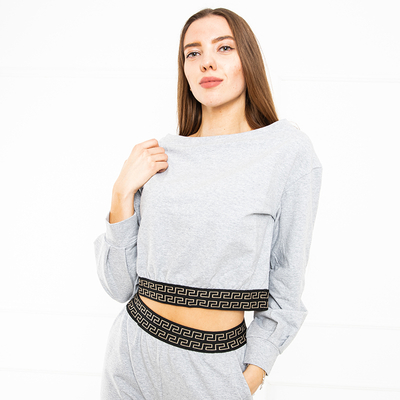 Light gray women's cropped sweatshirt - Clothing