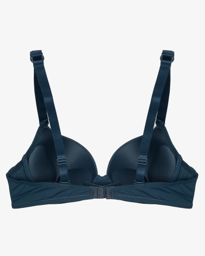 Royalfashion Navy blue plain push-up bra with decorated straps