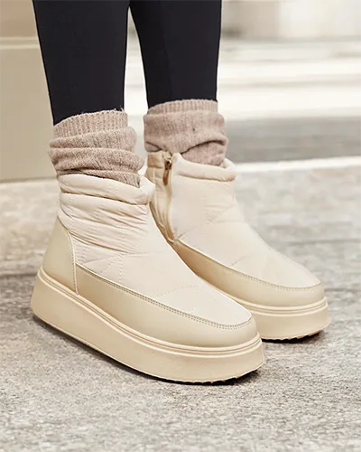 Royalfashion Women's snow boots in beige color Fopinia