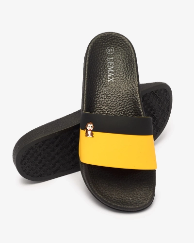 Royalfashion Yellow and black women's rubber flip-flops Lierigs