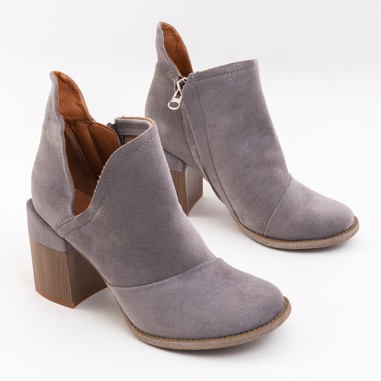 Luna Women's Ankle Boots Dove Gray Leather Elegant for Autumn