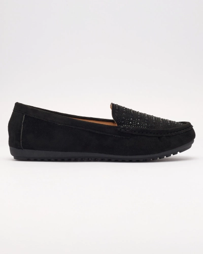 Black women's moccasins with zircons Bretika - Footwear