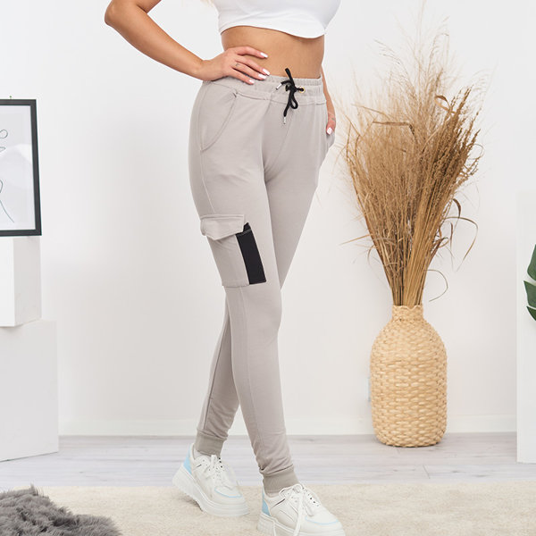 Women's Gray Cotton Sweatpants - Clothing