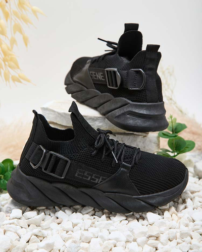 Esmeralda Black Flat Heel Sneakers