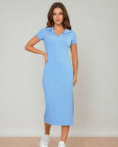 Royalfashion Naiste midi-kleit kraega