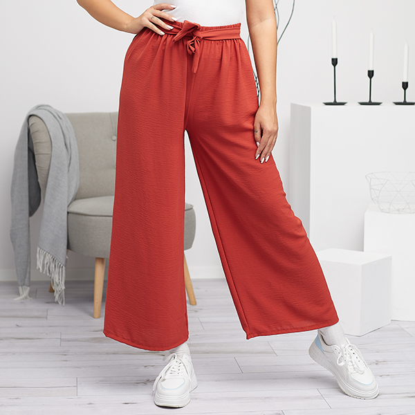 Women's red wide palazzo trousers - Clothing