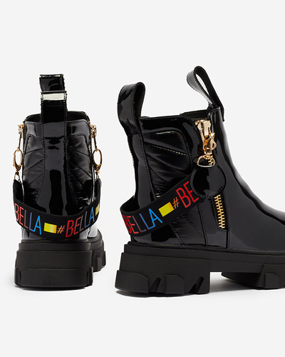 Naiste mustad lakknahast saapad Osallu - Jalatsid