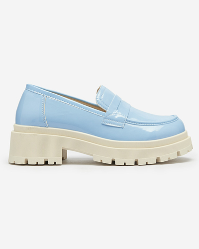 Royalfashion Blue lacquered moccasins for women Noppel