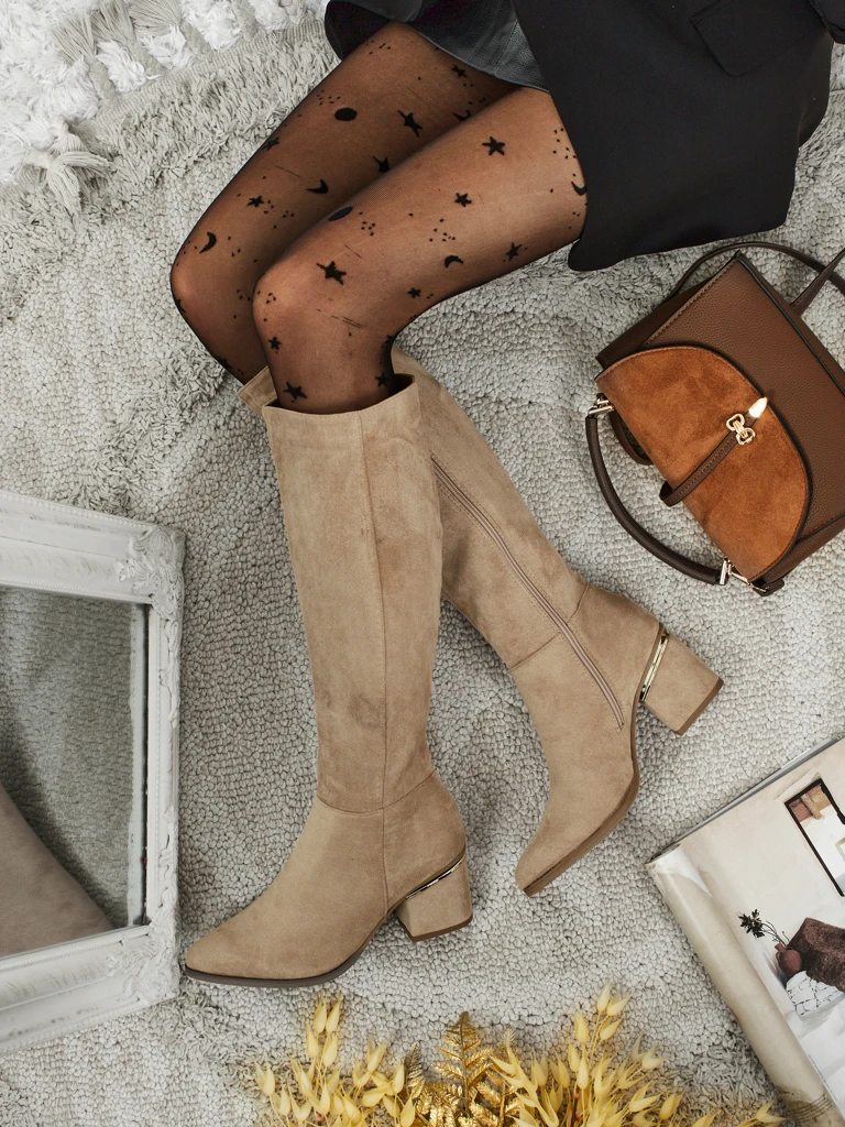 Naiste öko-seemisnahast saapad paksu kontsaga Niefio