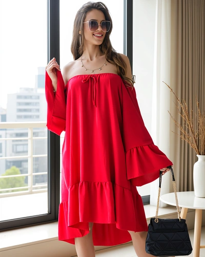 Royalfashion Women's off-the-shoulder dress with ruffles oversized
