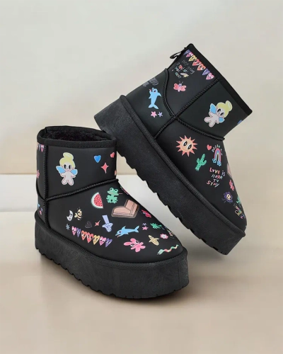 Royalfashion Stuttarsnikardalóna sko með snjóllur karlkrúna snjóþroskó með stickers Hanaga