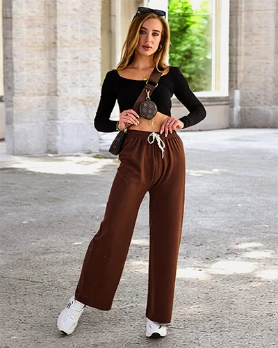 Royalfashion Женские широкие ребристые брюки