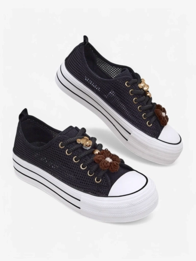 Royalfashion Women's perforated sneakers with decorations Osdo