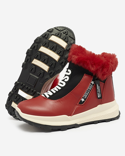 Red women's insulated boots with fur Scherr- Footwear