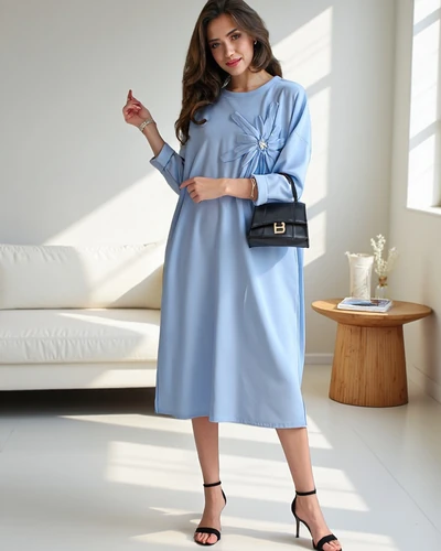 Royalfashion Naiste midi kleit, ülepõlve kangast lilledega