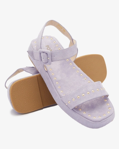 Purple women's sandals with rhinestones Franssia - Footwear