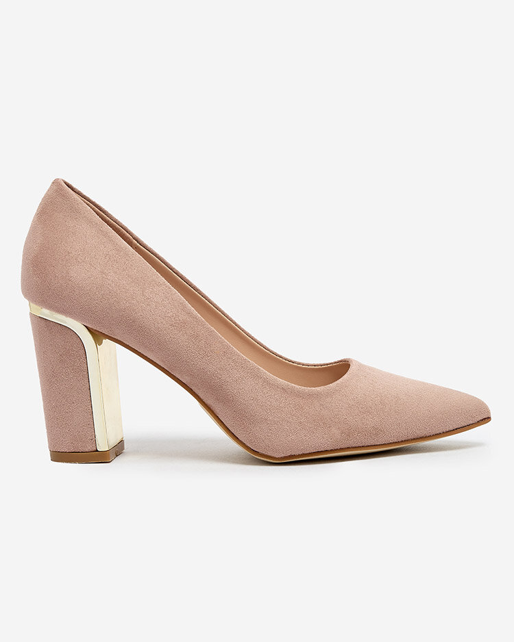 Royalfashion Beige women's eco suede post pumps Afrogosa