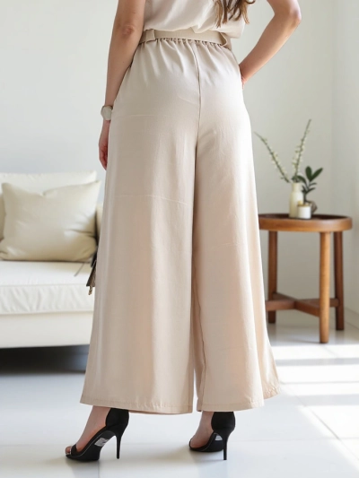 Royalfashion Wide women's pants with a belt