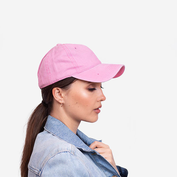 Pink women's denim baseball cap - Accessories