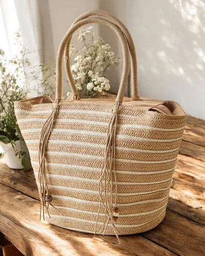 Royalfashion Large straw handbag for women